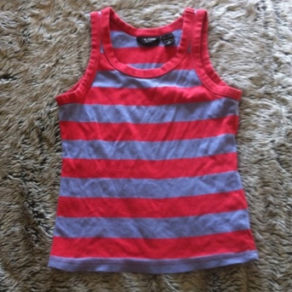 New York & Company red purple striped tank top size small